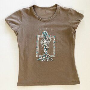 African Princess T-Shirt | Brown w/ Fanciful Design & Sequin Embellishment